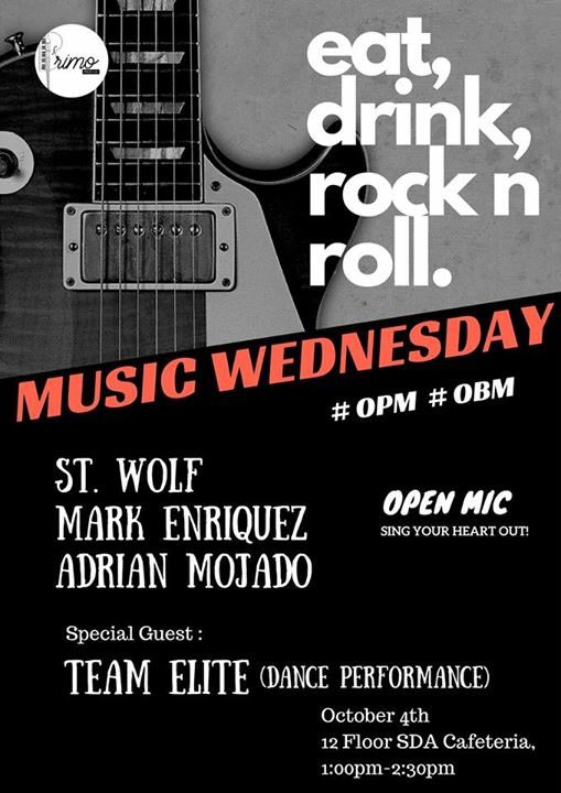 primomusico's tweet photo. Hi guys! Ready for this week's Music Wednesday?? We got St. Wolf, Mark Enriquez, Adrian Mojado and Team Elite! See you guys there! https://t.co/RPwsxqVfsw