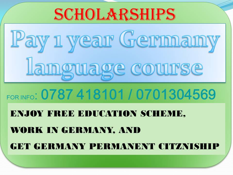 UGANDAJOBS2's tweet photo. Scholarships pay one year Germany Language course
@lubega_mahad @mtnug @ntvuganda @newvisionwire @nbstv https://t.co/kkVWLn6pxE