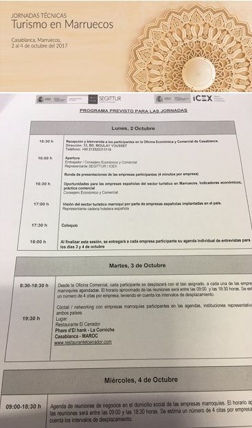 SEGITTUR's tweet photo. Empresas españolas asisten a Jornadas Técnicas de Turismo en Marruecos buscar oportunidades negocio @SEGITTUR @ICEX_ https://t.co/TT2wiQj5Ax https://t.co/GaurrJcLWP