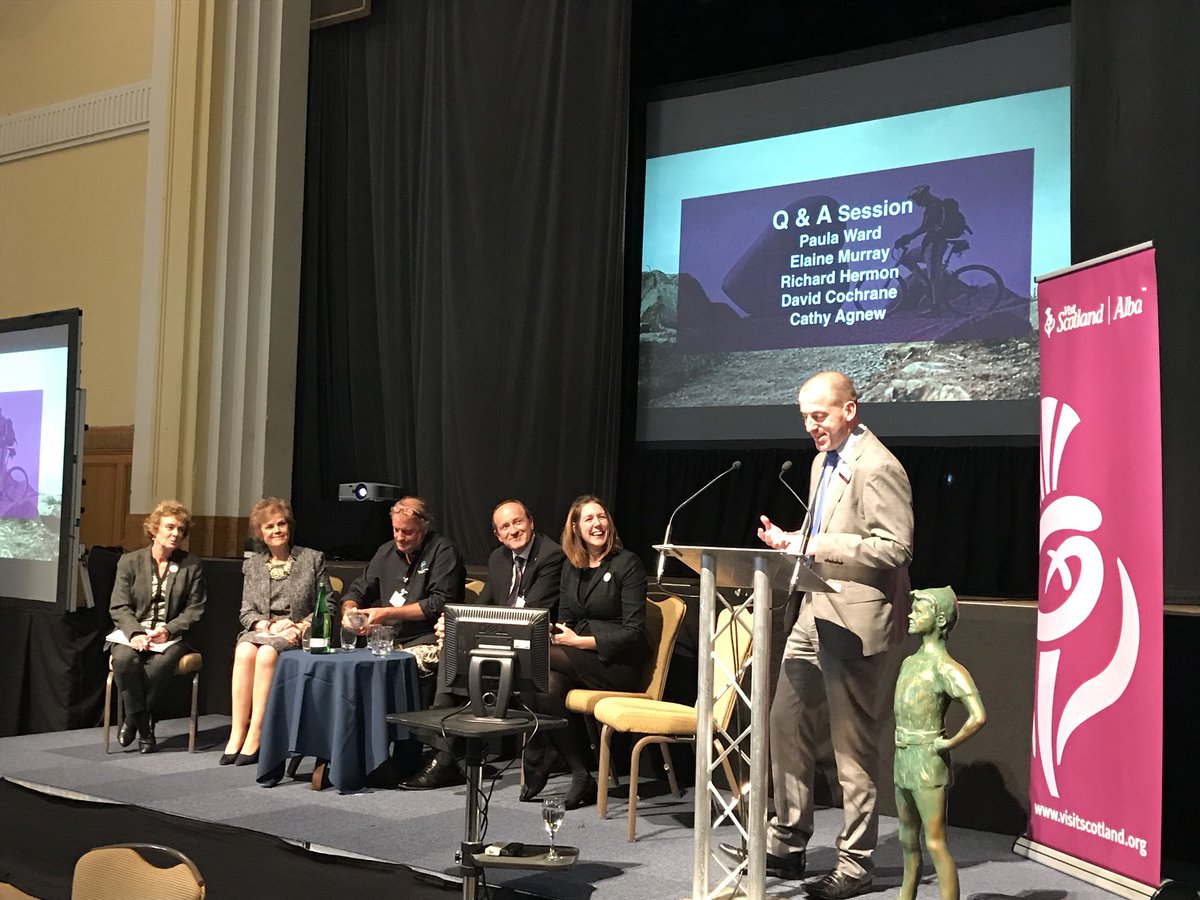 ManuelaCalchini's tweet photo. Our illustrious Q & A panel at today’s #DGConf17 VisitScotNews @keithc22 @paulaamcdonald HITScotland https://t.co/FDJdk1BUq6
