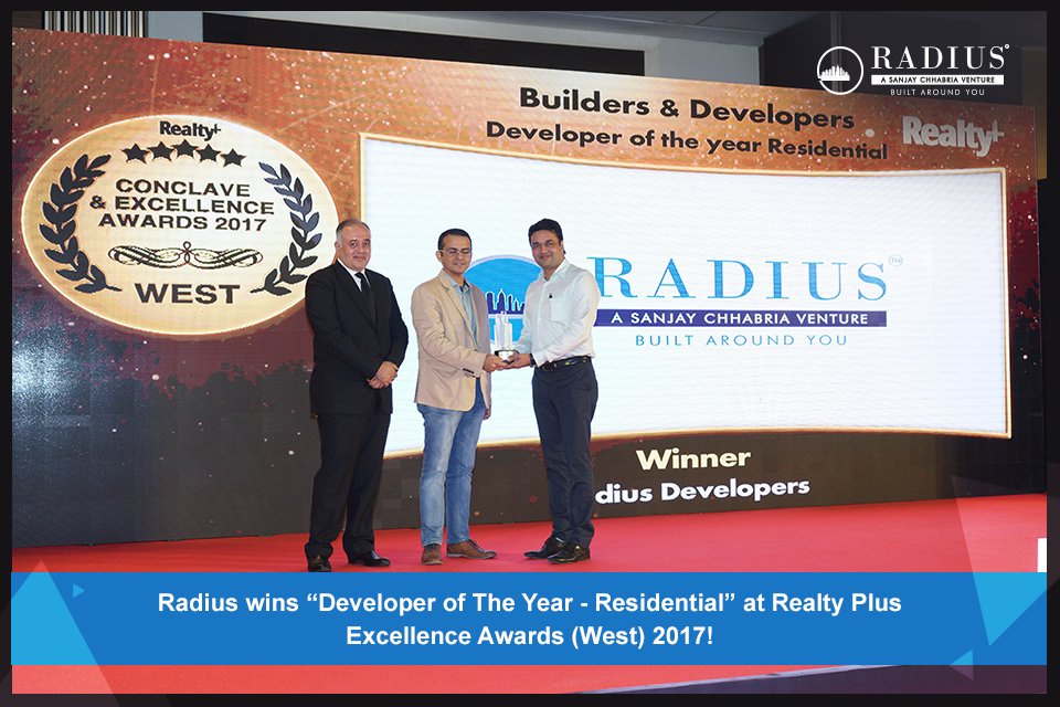 radiusdeveloper's tweet image. We&apos;re #proud to have been awarded &quot;#DeveloperOfTheYear -Residential&quot; at the #Realty Plus Excellence #Awards (West) 2017!#RadiusDevelopers