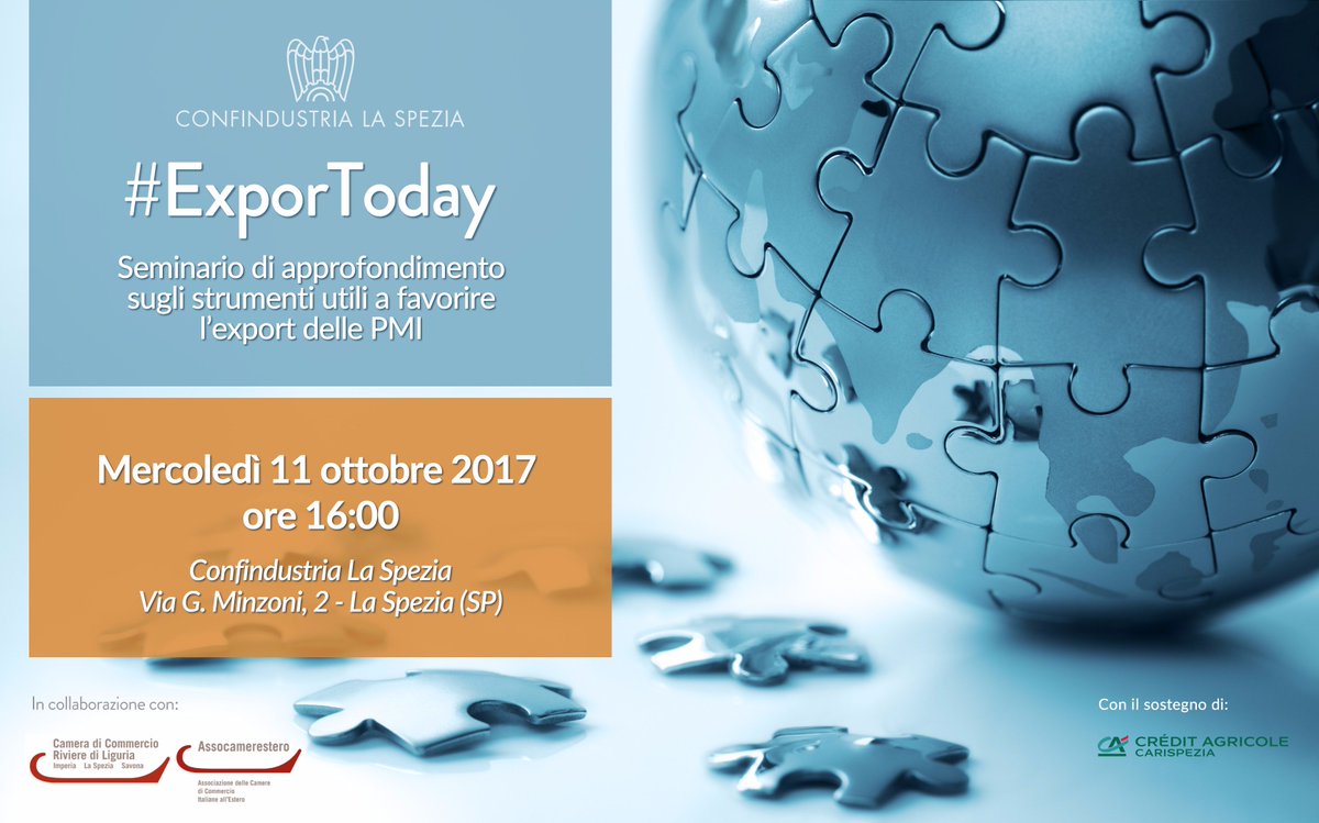 È disponibile il programma di #ExporToday - Partecipa al seminario Mercoledì 11 ottobre. REGISTRATI QUI -&gt; goo.gl/c7EiVe