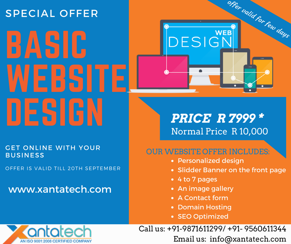 xantatech's tweet image. Avail special offer for basic resposnive web design @ Rs. 7,999 . 
Read more - xantatech.com
#webdesignoffer #websitedesign #offer