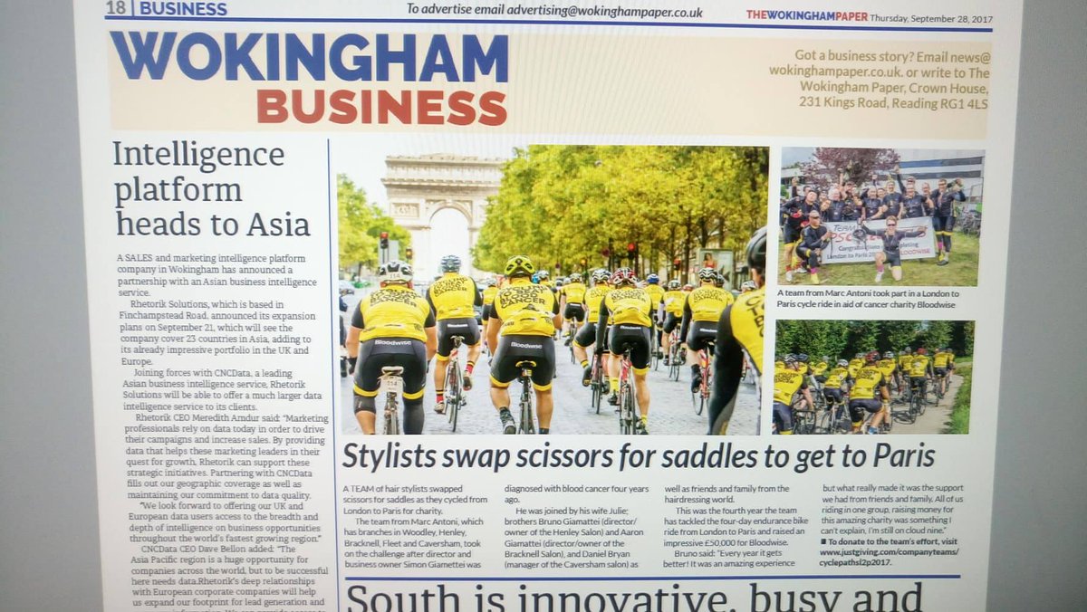 marcantonihair's tweet photo. A great article in this weeks The Wokingham Paper. Thanks !
@marcantonihair @bloodwise_uk #marcantonihair #charity #bloodwiseuk #l2p2017 https://t.co/2TlUUkAm1l
