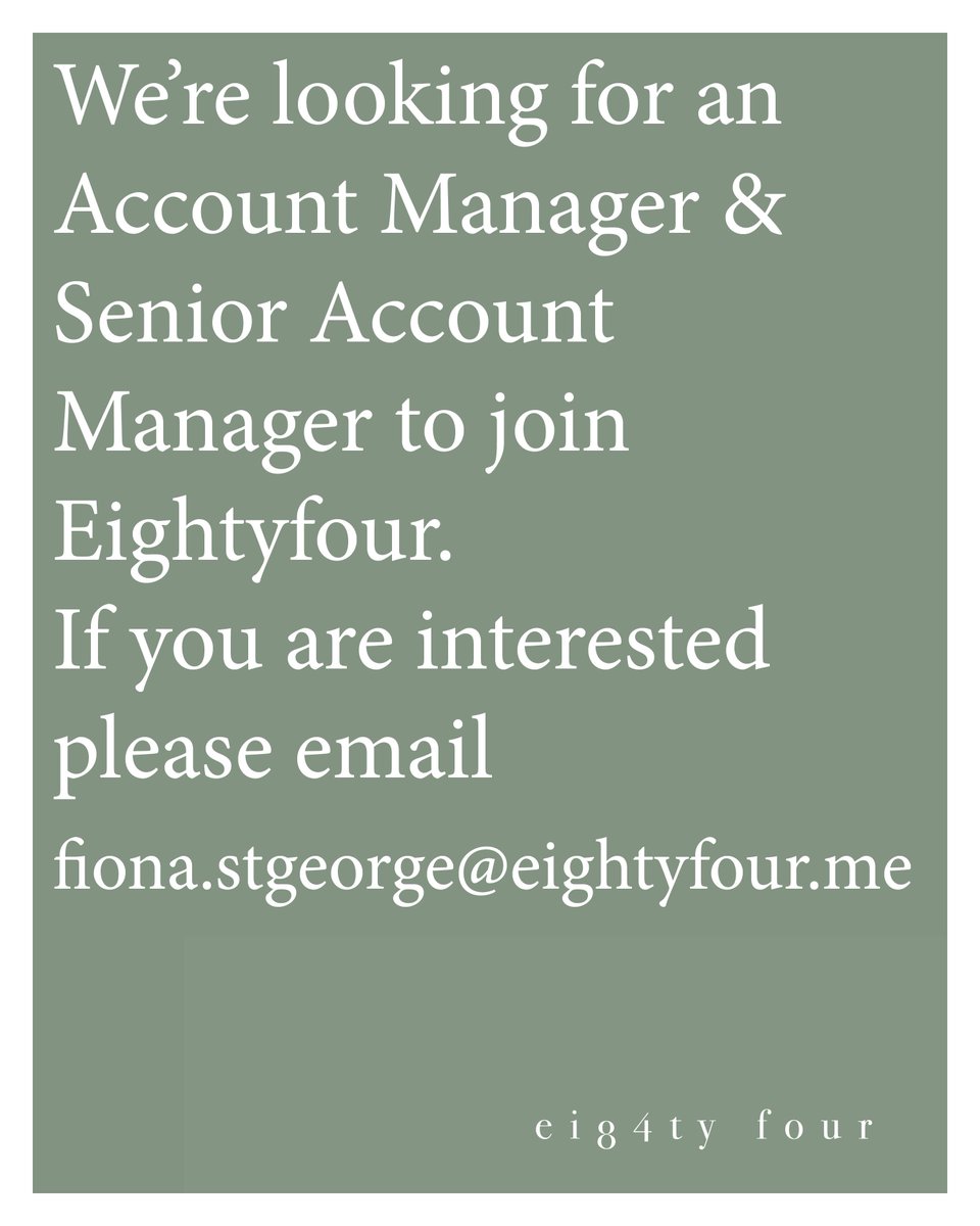 We're hiring! More details - eightyfour.me/contact/