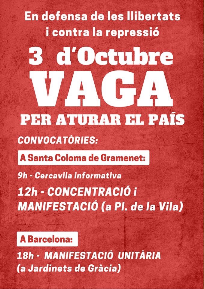 Sempre al carrer !!!!
#VagaGeneral3o #TriemLluitar #Vaga3o #3oct