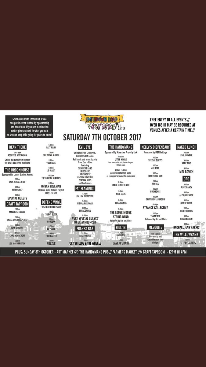 60s covers from The Pre-Amps this Saturday. Great bands playing all day along Smithdown! Get involved! 🎼🍻