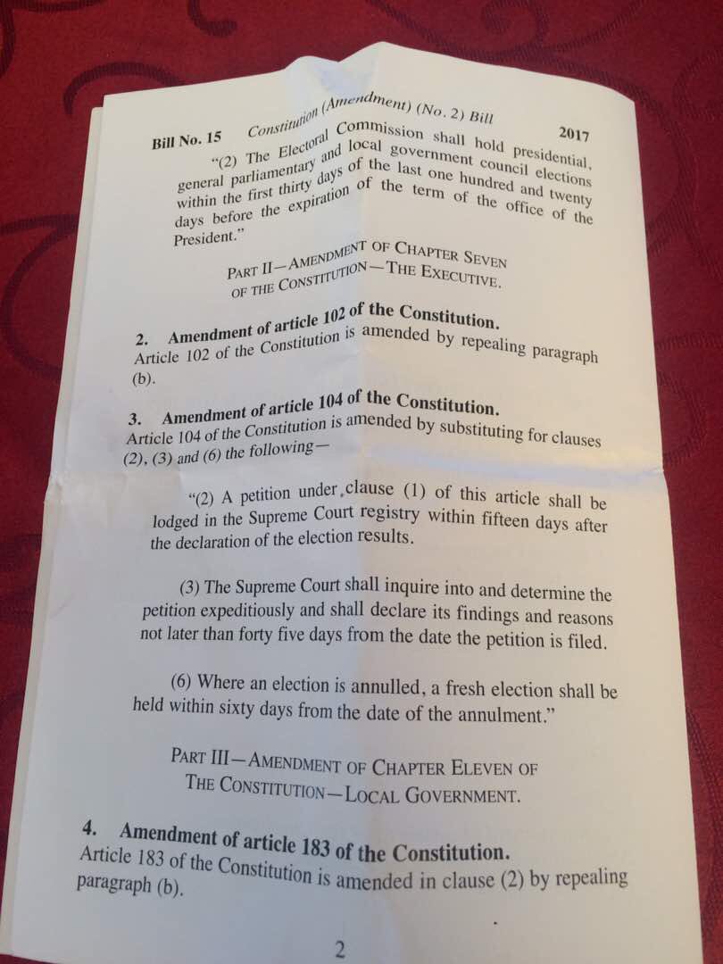 Snduhukire's tweet photo. Bill allowing PresidentM7 rule for life is out. (" ...by repealing paragraph b). To be tabled without Opposition this afternoon. #NTVNews https://t.co/TtNpstKbhi