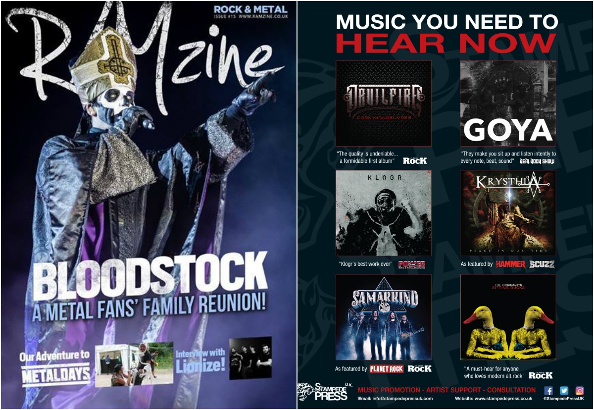 New <a href="/RAM_zine/">RAMzine</a> w/ #StampedePRMusic ⭐⭐⭐⭐ album reviews + <a href="/the_courtesans/">Courtesans</a> <a href="/GraVil_Music/">GraVil</a> <a href="/BLOODSTOCKFEST/">bloodstockfest</a> 

Submissions: stampedepress.co.uk