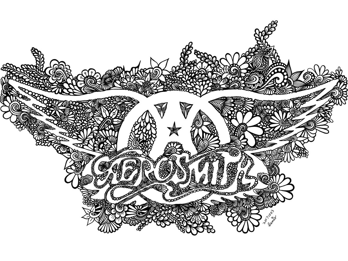 紅緒 べにたんぐる A Twitter 好きなアーティストのロゴを Benitangle べにたんぐる 化 エアロスミス Aerosmith Zentangle Zentangleinspiredart Zenart Lineart