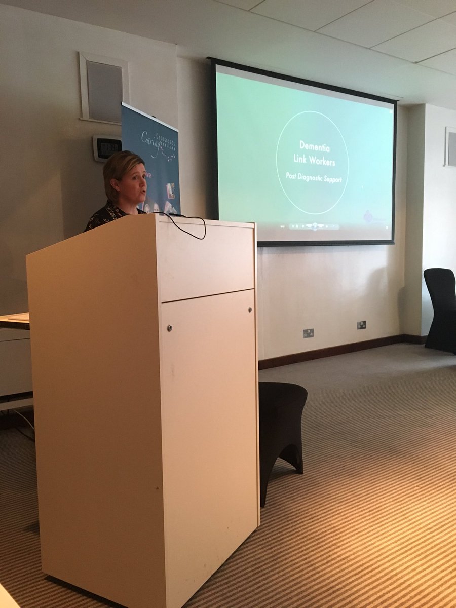 CrossroadScot's tweet image. &apos;Dementia Link Workers: post diagnostic support&apos; video now being shown - Arlene Crockett, @alzscot. #ccsconference #dementia