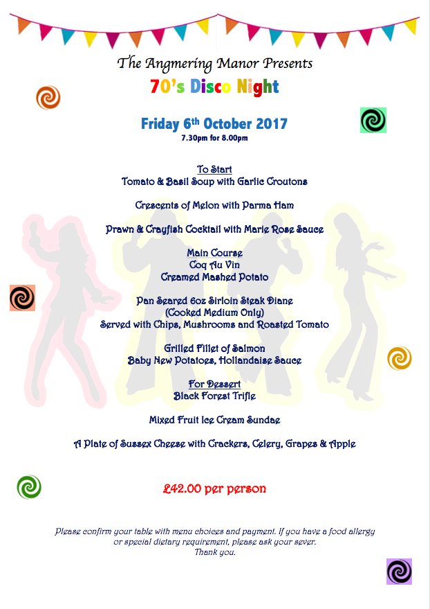 #70sdisco #angmeringmanor #angmering #lovelyfood #dinner #greatnightout