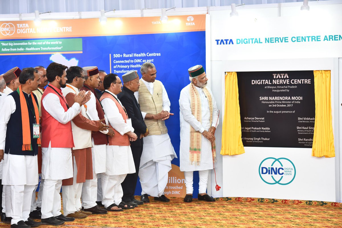 narendramodi's tweet photo. Development of Himachal Pradesh gets a big boost! Laid the foundation stone of AIIMS, IIIT and inaugurated a Steel Processing Unit of SAIL. https://t.co/1AJID15a4U