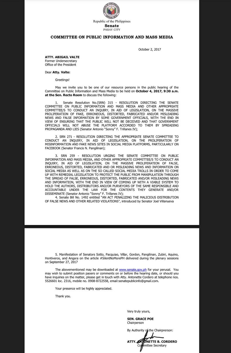 .@Abi_Valte Senate Public info cttee invites you to 9:30 a.m. hearing tom, Oct4 at the @senatePH