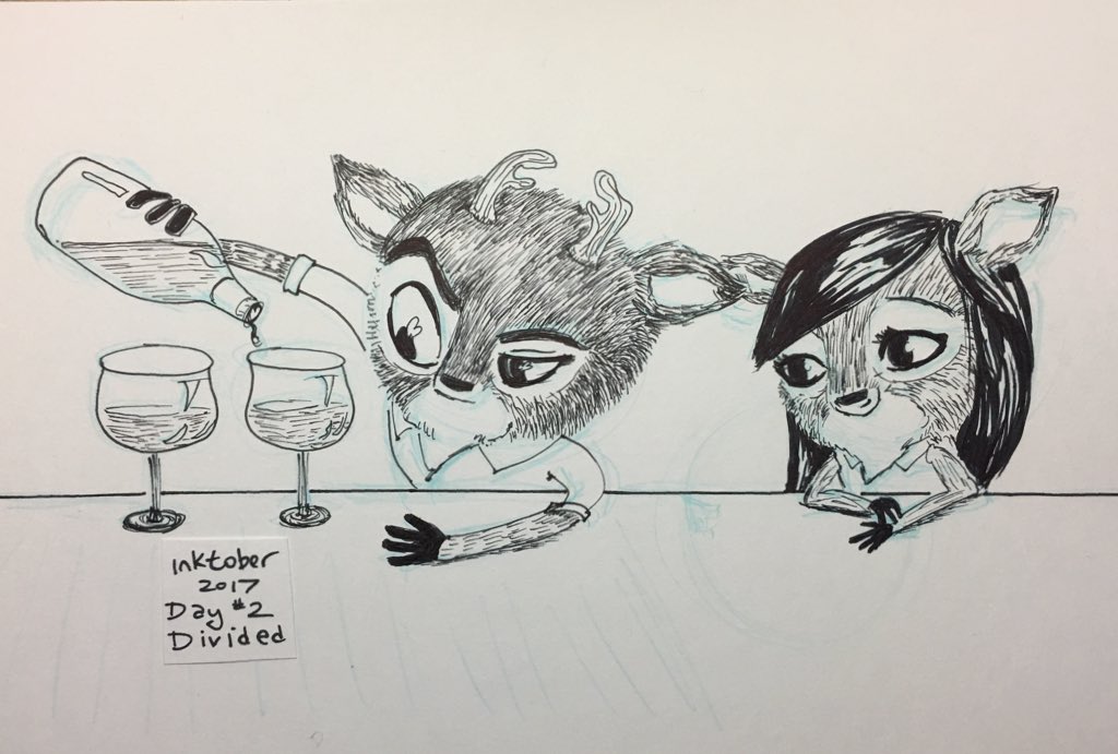 AlexWagenblass's tweet photo. InkTober Day 2. Prompt: Divided.   #inktober #illustration #ink #jakeparker #drawing #wine #ocd https://t.co/V4UonUFGMz