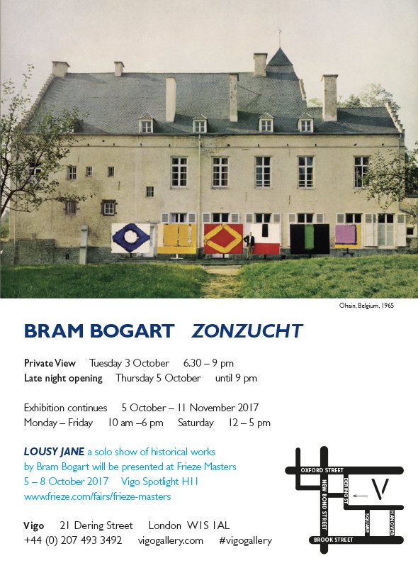 BRAM BOGART <a href="/vigogallery/">Vigo Gallery</a> #Zonzucht | Private view tonight 03 October 
Exhibition runs 05 October - 11 November 2017 #brambogart #vigogallery