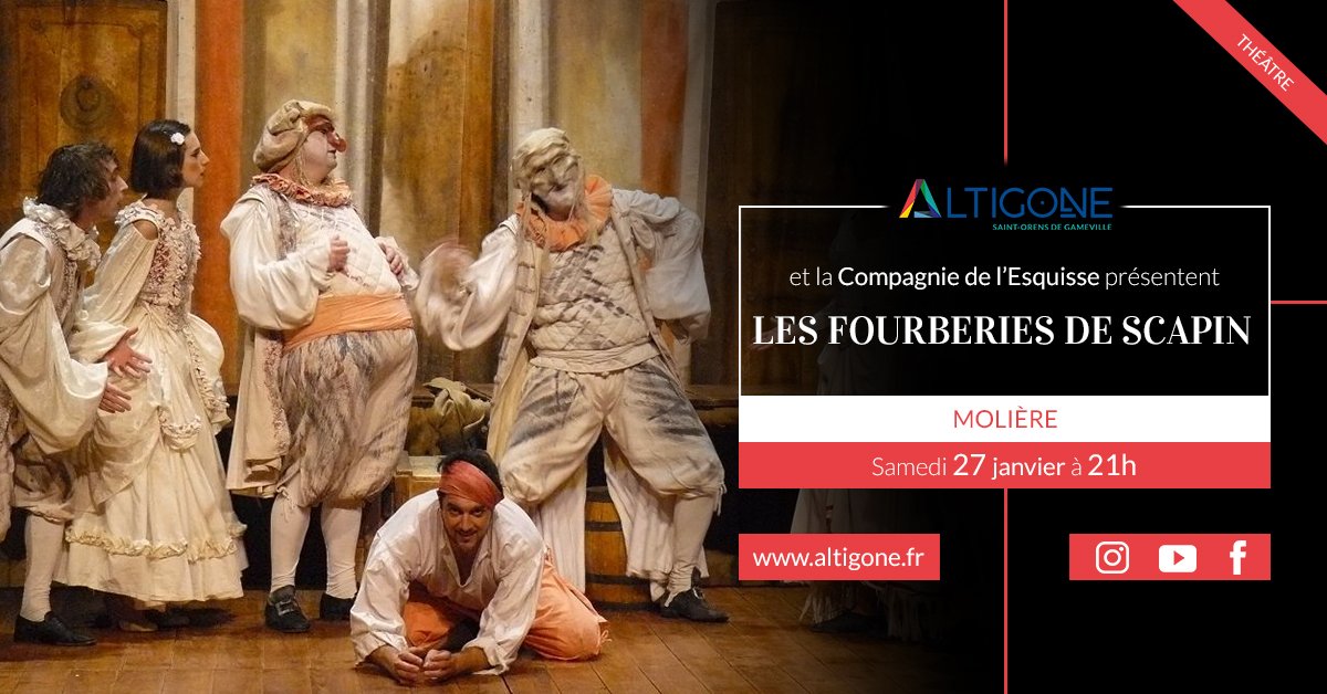 Altigone_'s tweet photo. #Théâtre #Lesquisse #Molière
Les Fourberies de Scapin 
> Samedi 27 janvier à 21h à #Altigone
Infos &amp; réservations >https://t.co/IVbzYE1HZA https://t.co/9qiGu6QEcp