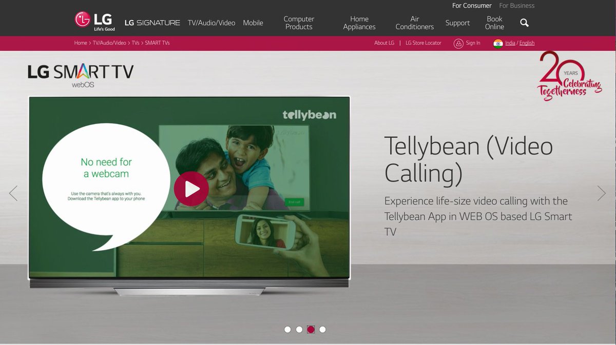 TellybeanMe's tweet photo. Tellybean available on LG Smart TV's! Lifesized video calling with people you care about #didyouknow #LG #smarttv #Webos #love #lifesized https://t.co/O7nhYH12nh