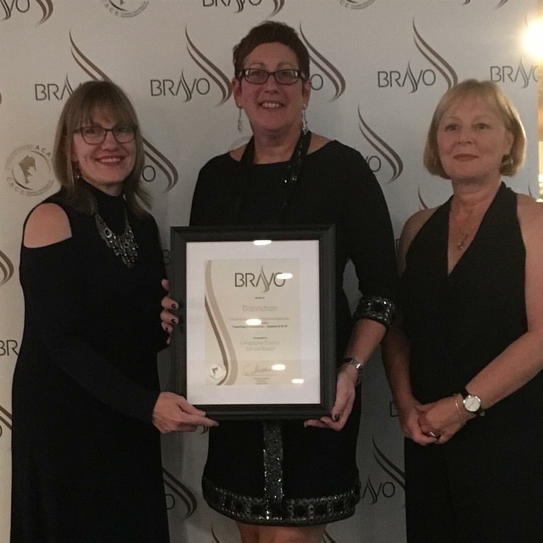 FrenchLaurie's tweet photo. Congratulations @JaneDouglas17 @karensmith_0808 @LimestoneDSB Two Bravo Awards for Excellence in Communications! #CACECON2017 https://t.co/ef3p7d77ms