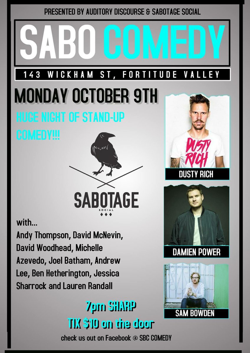 sbccomedy's tweet image. Have you heard we run TWO rooms now? Check out our newie SABO COMEDY next Monday at Sabotage Social! #sbccomedy #sabocomedy #choosesabo