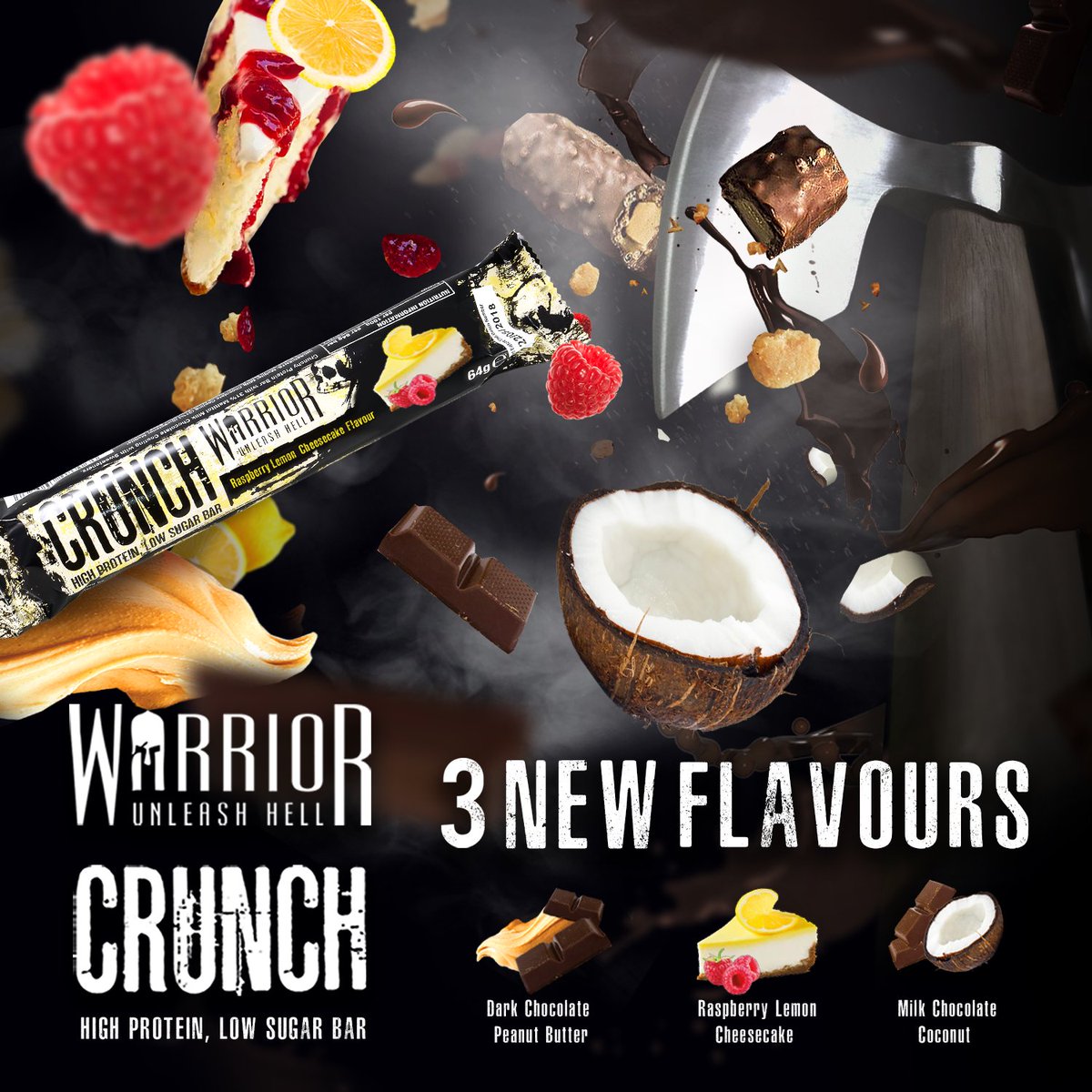 Just landed here at BT HQ, 3 great new flavours of <a href="/WarriorSupps/">Warrior®</a> Crunch Bars......Raspberry Lemon Cheesecake is divine!
