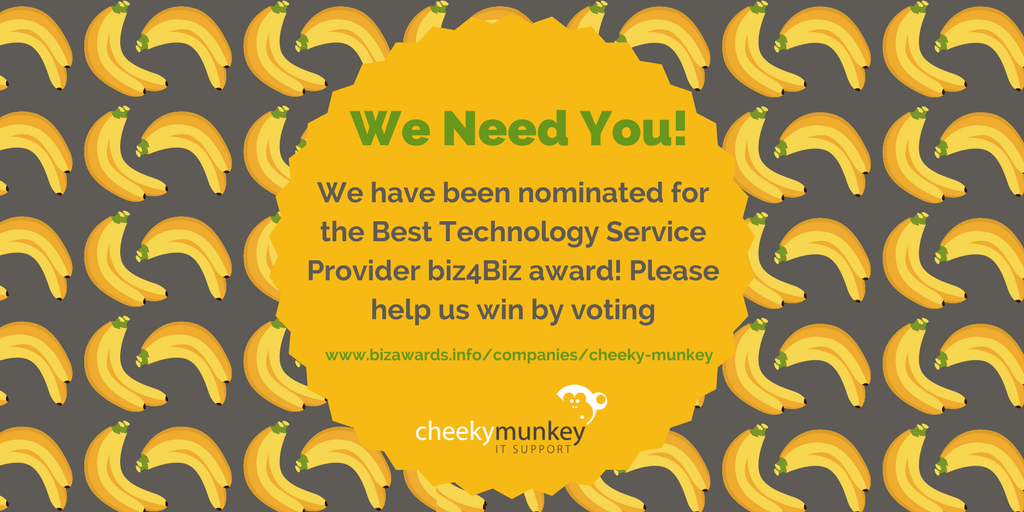 CheekyMunkeyUK's tweet photo. We have been nominated for a biz4Biz award - please vote for us! https://t.co/D7Wncols4Y https://t.co/ENYDuqNSUr