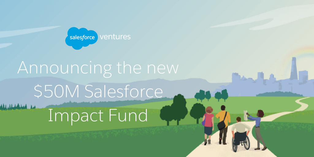 SalesforceVC's tweet photo. Excited to launch the $50M Salesforce Impact Fund investing in startups using Salesforce tech to drive social change https://t.co/33pD6HxeLZ https://t.co/PvVRPzOOdB