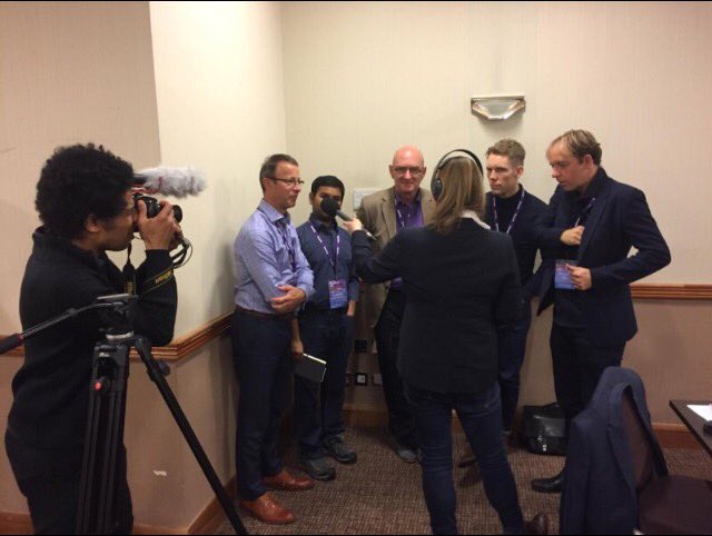 jonathanmaskew's tweet photo. Fantastic finish at the morning session #UTTRChatbot as panel is interviewed by the #BBC @barristersclerk @BillyBotClerk #AI #Chatbot https://t.co/dNXRY3fXUe