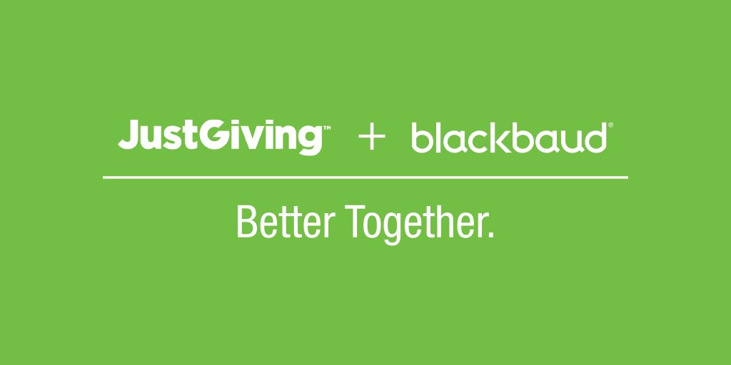 Exciting news for the social good community! Blackbaud and <a href="/JustGiving/">JustGiving</a> are now #BetterTogether bit.ly/2yGhEPd