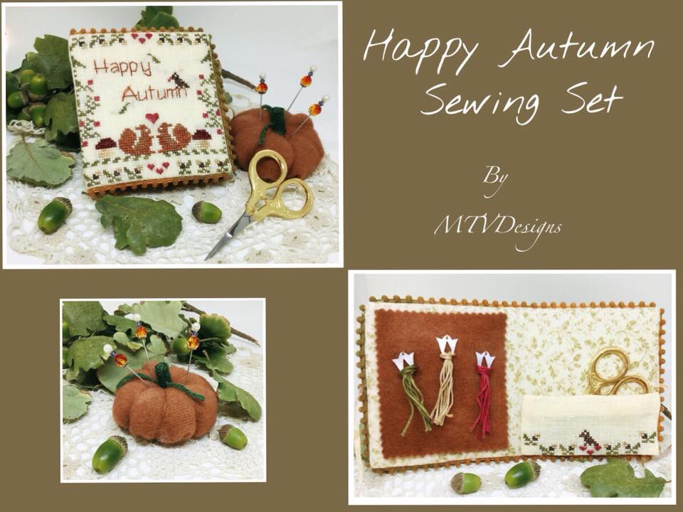 mtvdesigns's tweet photo. New design from MTVDesigns "Happy Autumn sewing set and Pumpkin Pincushion"#crossstitch #autumn #squirrel #embroidery #sewingset https://t.co/PoaP8ojrpM