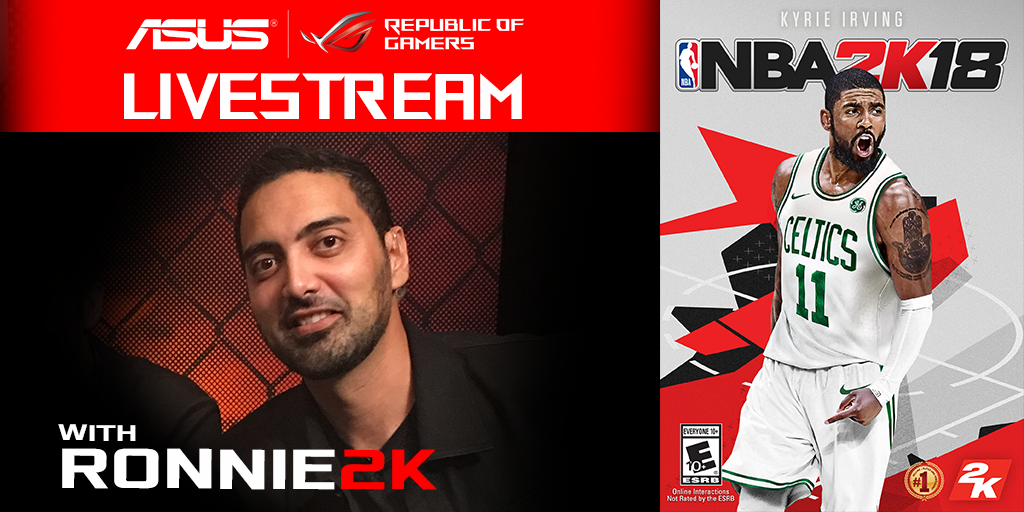 ASUSUSA's tweet photo. Save the date -- @Ronnie2K will be playing @NBA2K on our #AwesomeBuild live! #NBA2K18 https://t.co/fjxPaVXlDN https://t.co/1Gcpyc3O8m