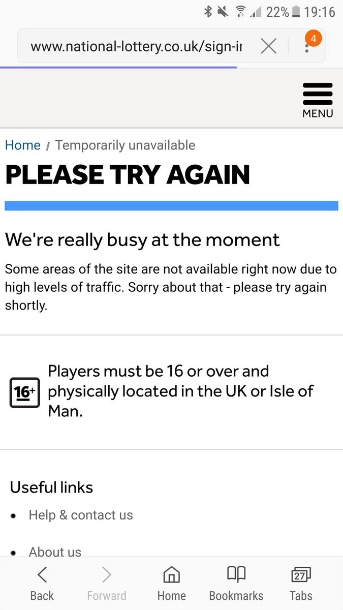JaniniBeany's tweet photo. @TNLUK whilst I appreciate I've had a couple of hours to get my ticket for #euromillions this is not cool https://t.co/002PaPB3iz