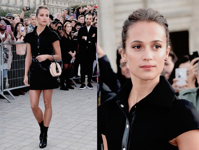 VikanderITALY's tweet photo. #NEW: Alicia Vikander is seen arriving at Louis Vuitton show during Paris Fashion Week, 3.10.17 💙 #aliciavikander https://t.co/SoWEO7sQLL