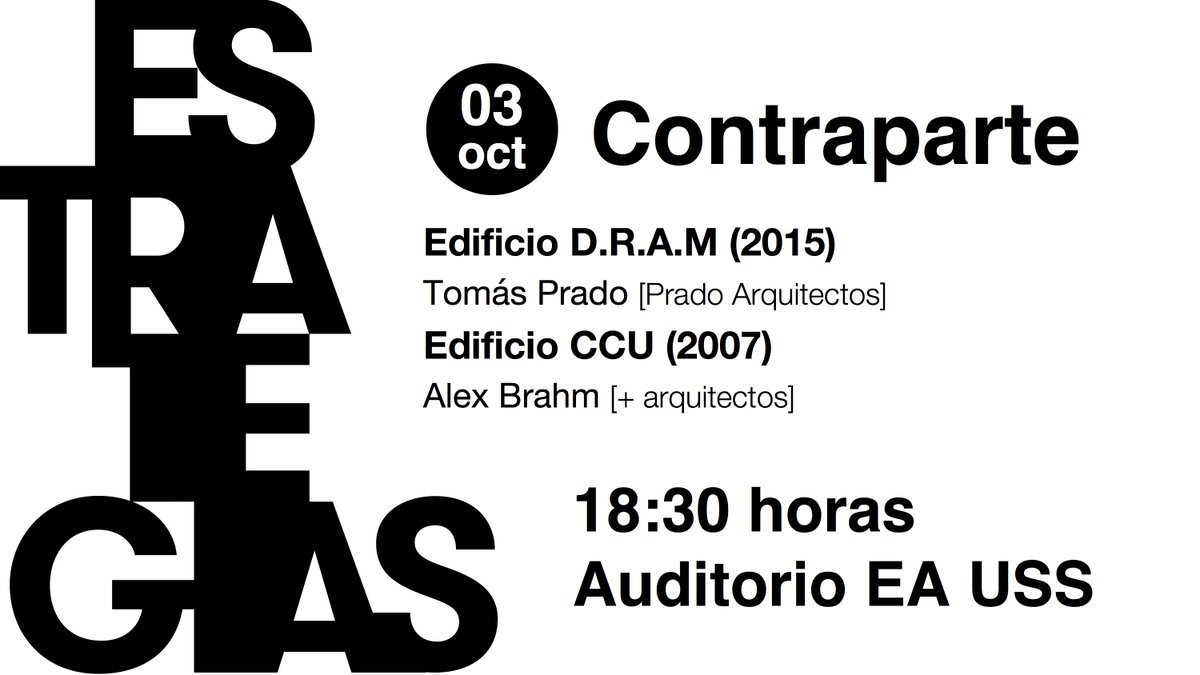 EAUSS_Santiago's tweet photo. HOY: Tomás Prado y Alex Brahm en el ciclo de charlas de Cultura Arquitectónica. ¡No se lo pierdan! #eauss #arquitecturauss https://t.co/NUSaNyGly2