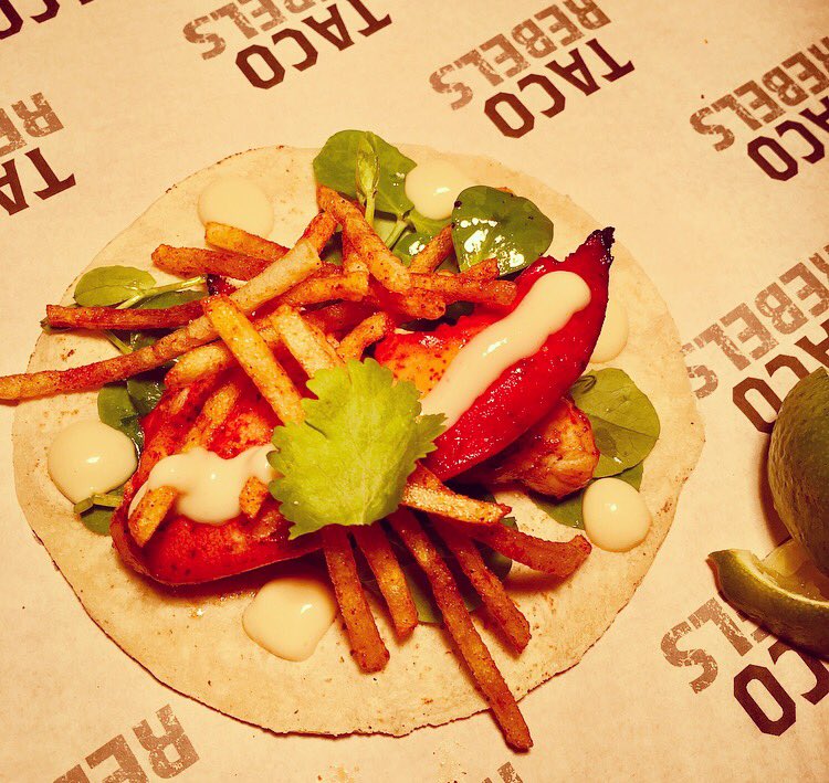 Our #lobster taco special on tonight <a href="/TheKingandCo/">The King & Co</a>. Lobster in lime butter, pea shoots, aioli and paprika salted fries for some crunch..