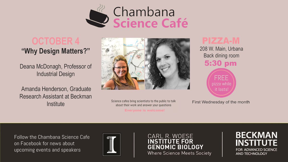 Join us tomorrow (10/3) at 5:30 <a href="/UrbanaPizzaM/">Pizza M</a> for <a href="/ChambanaSciCafe/">Chambana ScienceCafe</a>! Free pizza while supplies last!