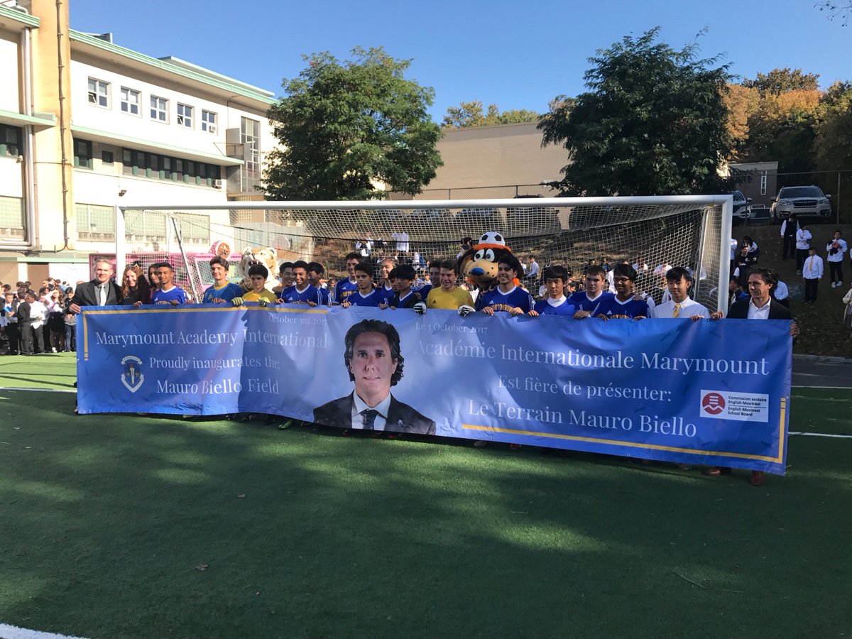 cfmontreal's tweet photo. Ce matin, l’Académie internationale Marymount de NDG inaugurait officiellement le terrain Mauro Biello #IMFC https://t.co/wOsY40agiP