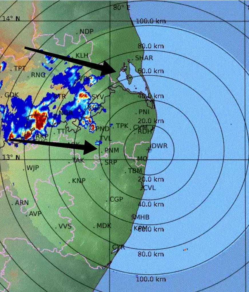 ChennaiRains's tweet photo. Slow moving intense storms to the W/NW of #Chennai. Good chance for west and northern areas of the city to get moderate to heavy spells. Little more south movement could bring more areas under rains. Stay tuned for more updates #chennairains https://t.co/2A6WZP9NW8