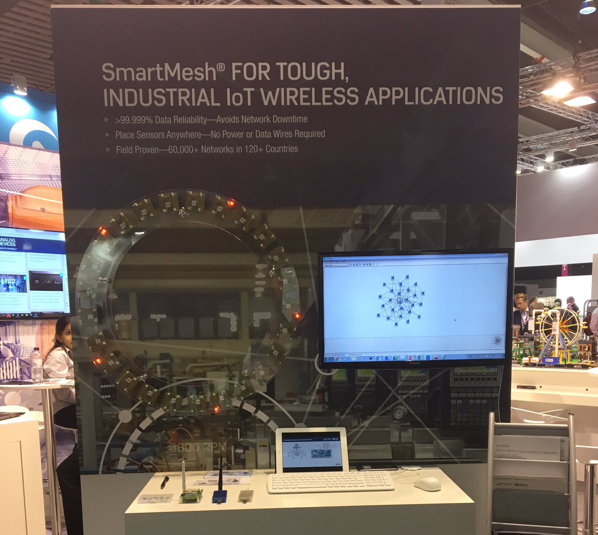 MaikelKokaly's tweet photo. #SmartMeshIP for Industrial #IoT #Wireless Applications @ #IoTSWC17 @ADI_News https://t.co/ilSNW0XKwk
