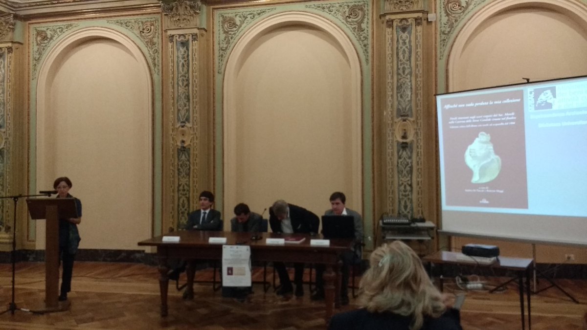 c4rnac's tweet photo. Iniziata ora alla @bibliotecaunige  la presentazione del volume sul manoscritto di N. Morelli "Affinché la mia collezione non vada perduta" https://t.co/VZ2t89v6Zk