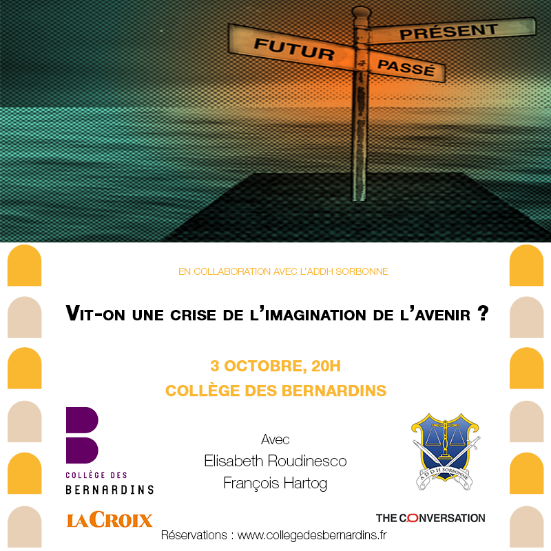 MBernardins's tweet photo. #MardiConseil venez @CBernardins ce soir pr un #DEBAT @E_Roudinesco et F.Hartog, venez faire dialoguer psychanalyse et hist. et susciter de nvelles espérances! Rdv à 20h ! @LaCroix 
Infos : https://t.co/EO6mC6lA8T https://t.co/X069va3YR5