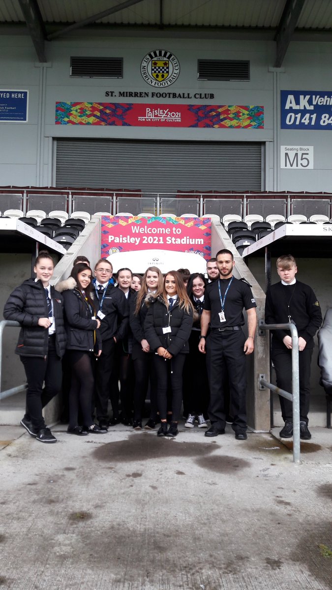 PSOSRenfInver's tweet photo. Pupils from Renfrewshire and Inverclyde schools enjoyed their visit to the Paisley 2021 Stadium #workexperienceprogramme https://t.co/Ufc1yb930C