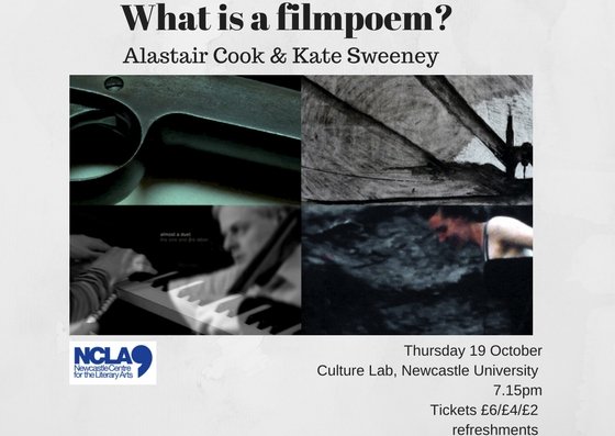 Very excited to present 'What is a filmpoem' with <a href="/AlastairCook/">Alastair Cook</a> &amp; <a href="/katesweeney/">Kate Sweeney</a> Thurs 19 Oct 7.15pm Book your tix  ncl.ac.uk/ncla/events/it…
