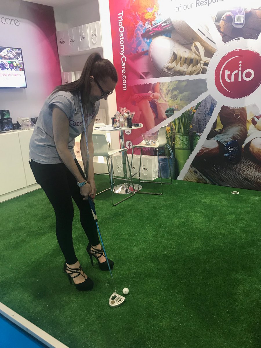 bumblebeedotco's tweet photo. @ColostomyAssoc loving the golfing heels. @ASCNUK #ASCNUK2017 @TrioOstomyCare https://t.co/FbzA6ut8Xg