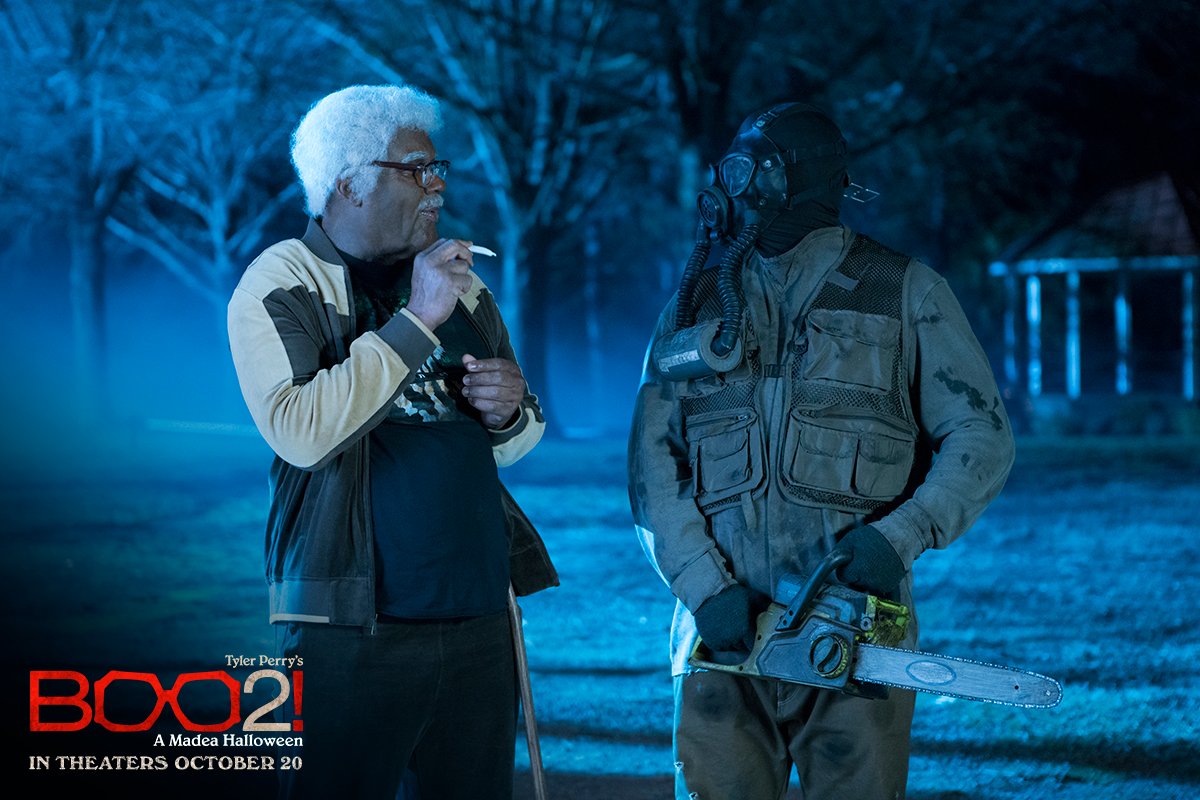 MadeaHalloween's tweet photo. This Hellurween has got Madea shook. 😱💀 See why in @TylerPerry’s hilarious #Boo2! A Madea Halloween - in theaters October 20! 😂 https://t.co/Bo0Cjxd7u3