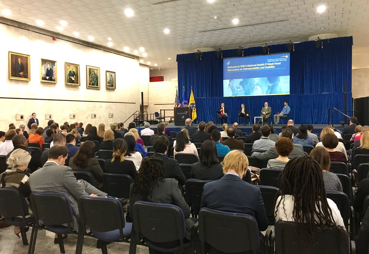 Full house @ONC_HealthIT #HITweek @HHS_Health GrHall. Reduce provider burden, improve workflow, design for patients. <a href="/Commanda4aCure/">Amanda A</a> <a href="/ag1/">Andy Gettinger</a>