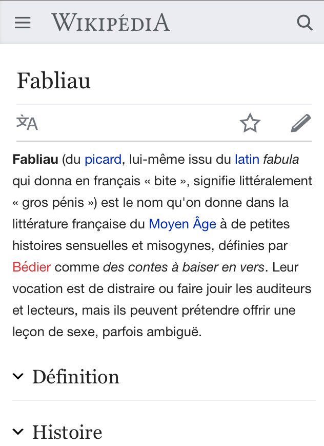 Petit_Prof's tweet photo. Merci à Wikipédia de pourrir toute recherche scolaire sur le fabliau. https://t.co/gNu10HUHOl
