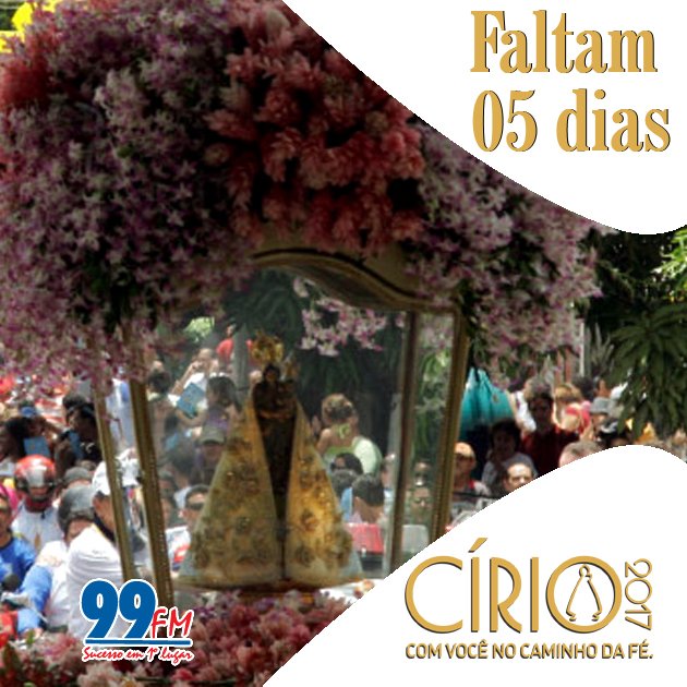 radio99fmbelem's tweet photo. #Faltam05Dias #Círio2017 #99FMNocírioDeNazaré #99FMComVocêNoCaminhoDaFÉ https://t.co/zLEcSKKagi