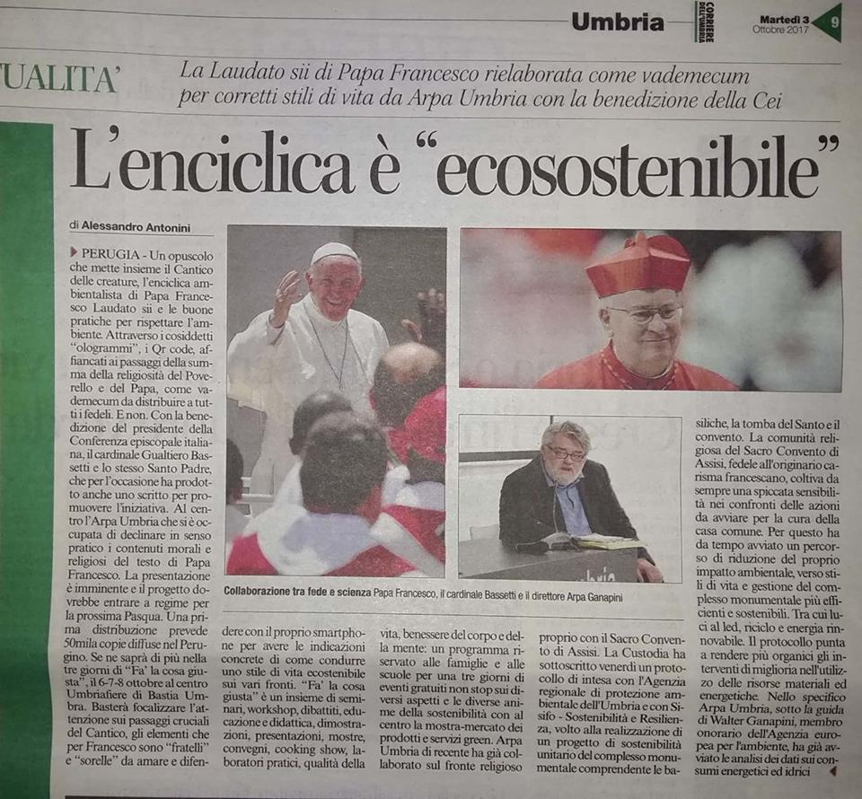 arpaumbria's tweet photo. Da @CorriereUmbria: L'enciclica è ecosostenibile. #LaudatoSi #CasaComune #SviluppoSostenibile #EconomiaCircolare #Umbria #CuoreVerde https://t.co/7f7PYyx6Ki