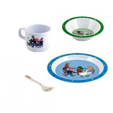 Barnset's tweet image. Barbo Toys småbarnset Grodan och hans Vänner i presentförpackning med barntallrik, barnskål, barnmugg och sked: barnset.se/sv/p/229/barbo…